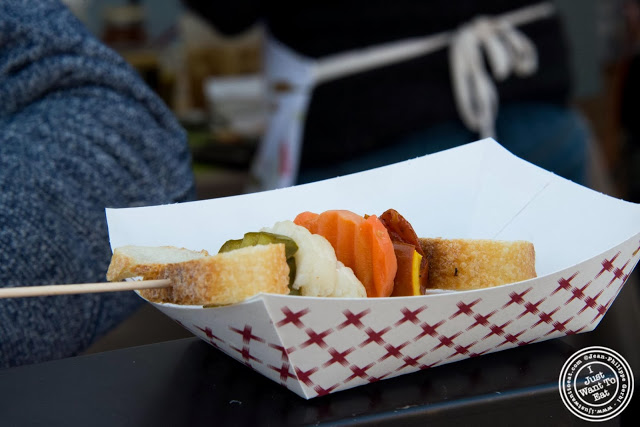 image of Veggies and bread skewer from Cheese Pops at Smorgasburg in Brooklyn, NY