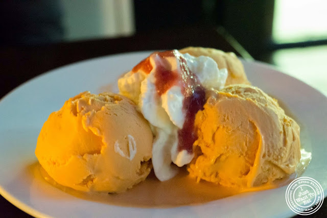 image of Thai iced tea ice cream at Glow Thai restaurant and lounge in Bay Ridge Brooklyn, New York