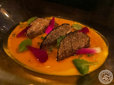 image of Carrot puree, dashi gelee and summer truffle at SakaMai in NYC, New York