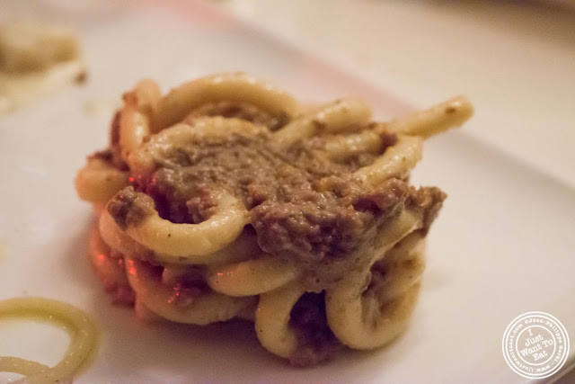 image of bigoli pasta with lamb ragout at Giano Italian restaurant in the East Village - NYC, New York
