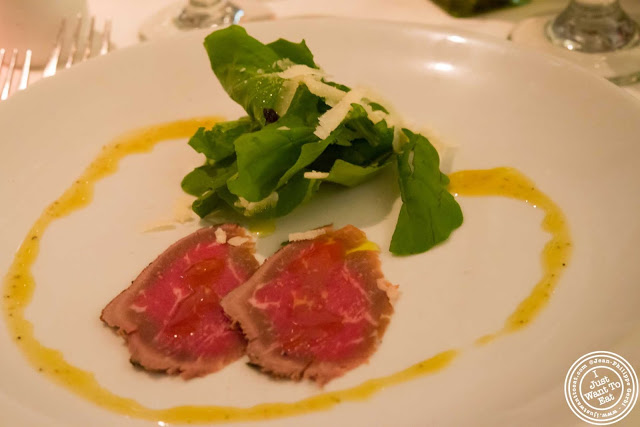 image of beef carpaccio at Incognito Bistro in NYC, New York