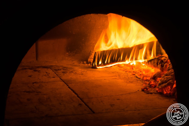 image of wood fire oven at Mezzaluna in Soho, New York City, NY