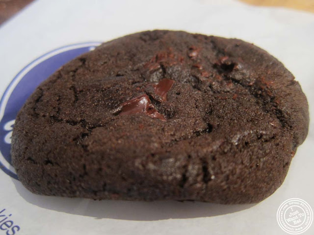 image of double chocolate chunk cookie at Insomnia cookies on the Upper West Side, NYC, New York