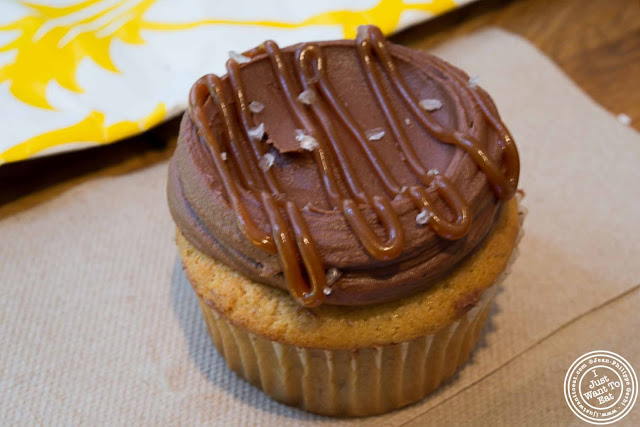 image of banana cake with sea salt chocolate Cupcake at Butter Lane in the East Village, NYC, New York