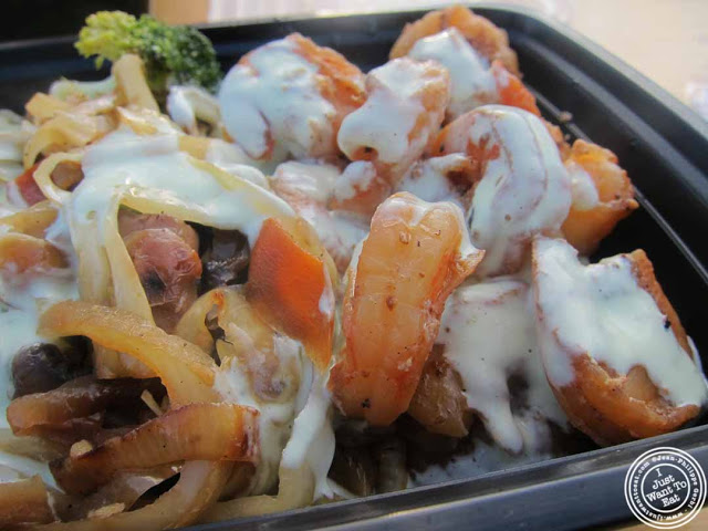 image of shrimp dish at Hibachi heaven food truck at Pier 13 in Hoboken, NJ