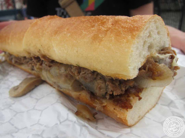 image of Cheesesteak at Shorty's food truck at Pier 13 in Hoboken, NJ
