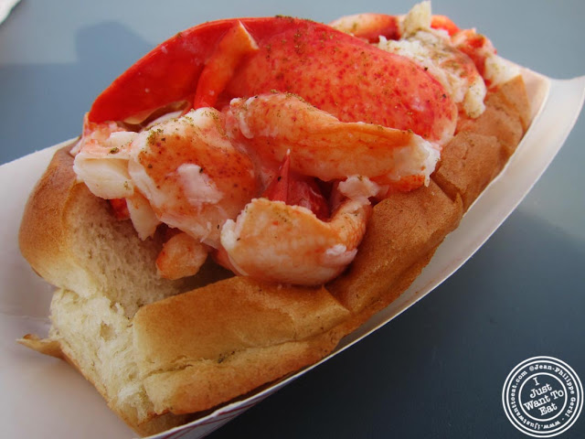 image of lobster roll at Luke's Lobster food truck at Pier 13 in Hoboken, NJ