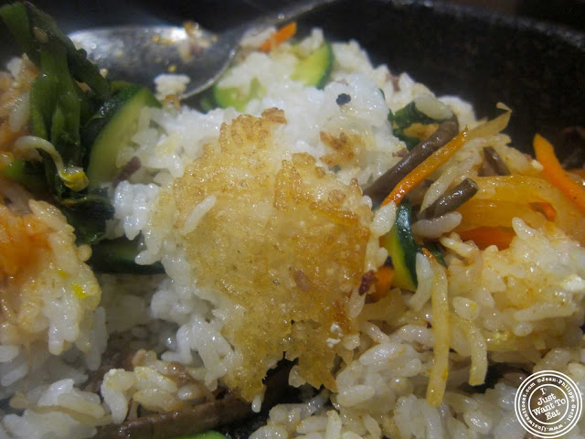 image of bibimbap rice bowl at BCD Tofu House in Korea Town NYC, New York