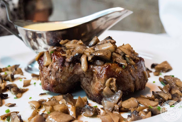 image of Petit filet mignon and bearnaise sauce at Dino and Harry's steakhouse in Hoboken, NJ