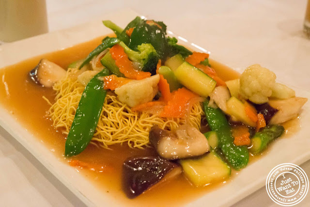 Image of Cantonese pan fried noodles at Zen Palate in NYC, New York