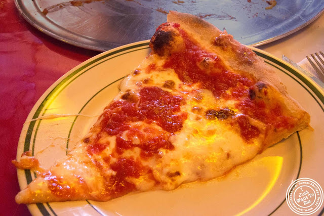 image of Pizza slice at Sam's pizzeria with Scott's pizza tours in NYC, New York