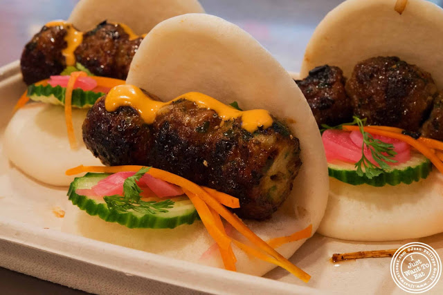 image of meatballs in buns at Bambootori, Japanese Yakitori in NYC, New York