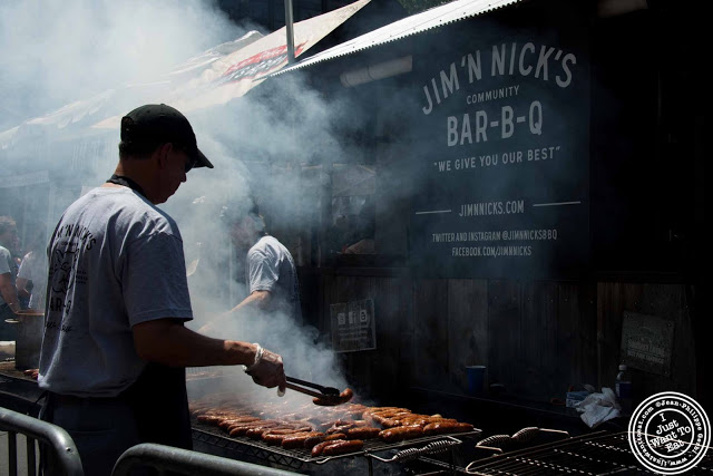 Image of BBQ pit and Sausages at Jim'N Nick's at 11th Annual Big Apple BBQ Block Party at Madison Square Park!
