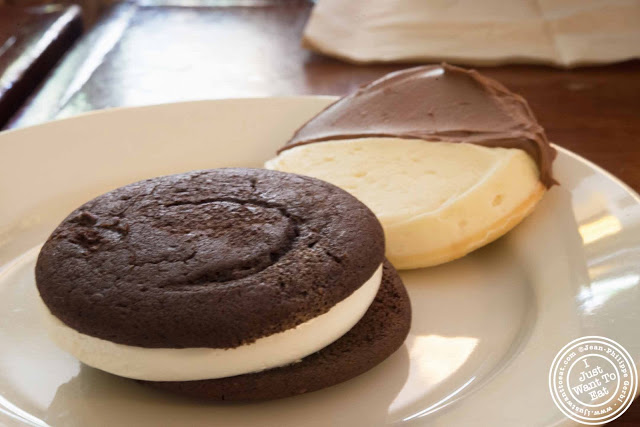 image of Woopie pie and black and white at Joyce Bakeshop in Brooklyn, New York