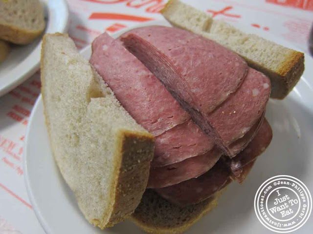 Image of salami sandwich at Schwartz's delicatessen in Montreal, Canada