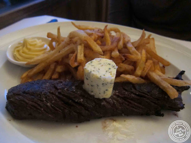 Image of Hanger steak with French fries at Lemeac French bistro in Montreal, Canada