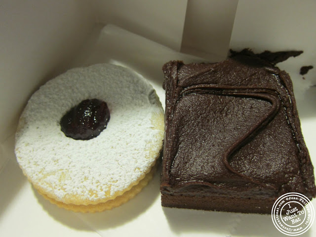 Image of Linzer tart and brownie at the Cake Boss Cafe at Port Authority in NYC, New York