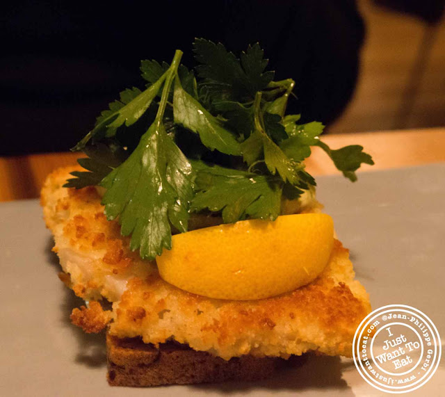 Image of Fish cake at Aamanns-Copenhagen in Tribeca, NYC, New York