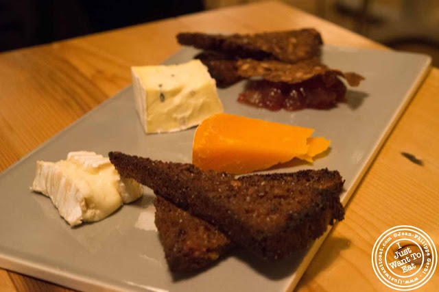 Image of Cheese plate with fried rye bread at Aamanns-Copenhagen in Tribeca, NYC, New York