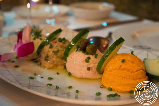 Image of Mediterranean dips at Thalassa Greek restaurant in Tribeca NYC, New York