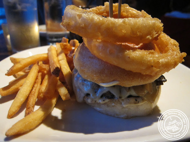 Image of Mushroom and gruyere burger at Burger and Barrel in NYC, New York