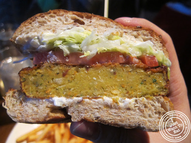 Image of Vegetarian veggie burger at Burger and Barrel in NYC, New York