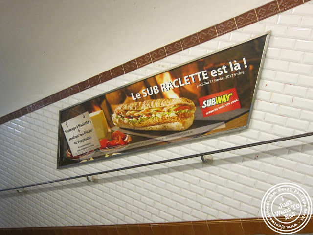 Image of advertisement for Subway in the Metro in Paris, France