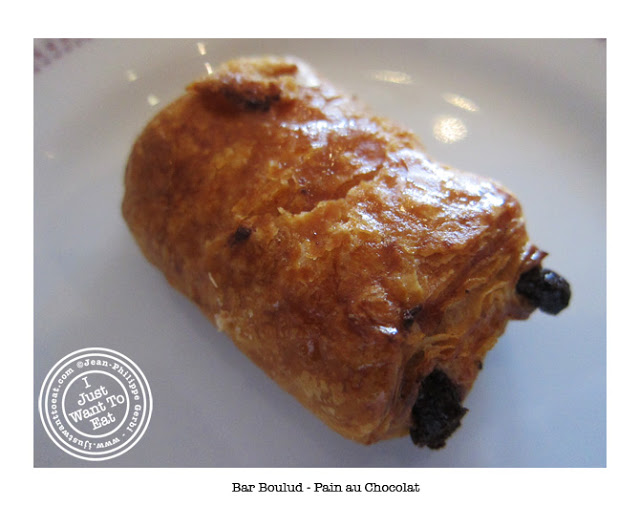 Image of Pain au chocolat or chocolate croissant at Bar Boulud in NYC, New York