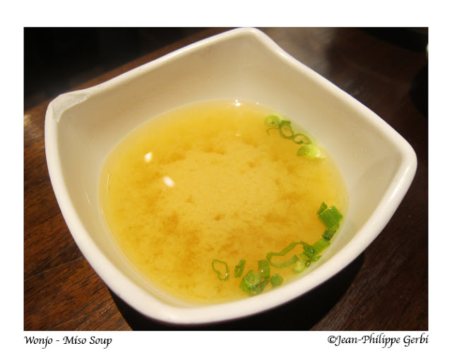 Image of Miso soup at Wonjo Korean Restaurant in Koreatown NYC, New York