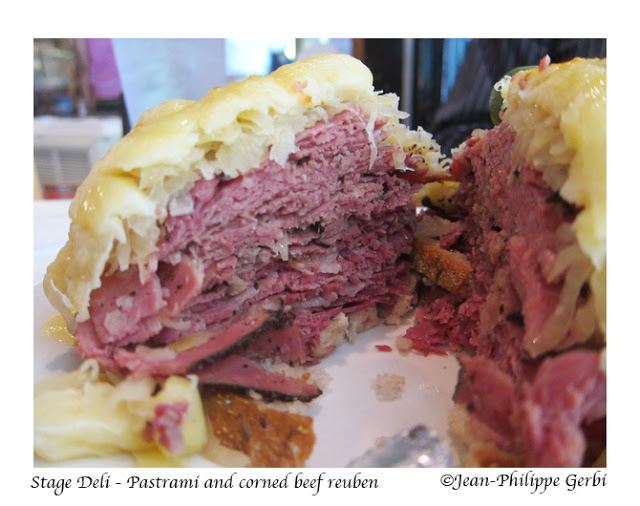 Image of Pastrami and corned beef reuben at Stage deli in NYC, New York