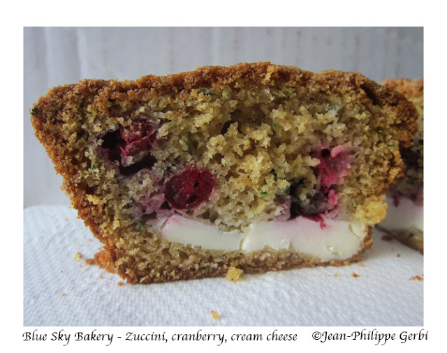 Image of Zucchini, cranberry and cream cheese muffin at Blue Sky Bakery in Brooklyn, New York