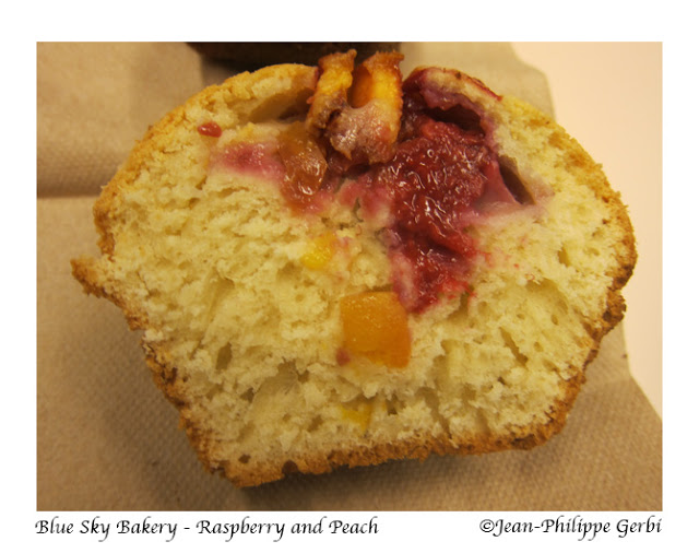 Image of Peach and Raspberry muffin at Blue Sky Bakery in Brooklyn, New York