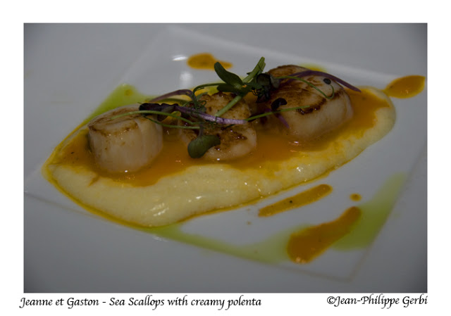 Image of Scallops with creamy polenta at Jeanne et Gaston in NY, New York