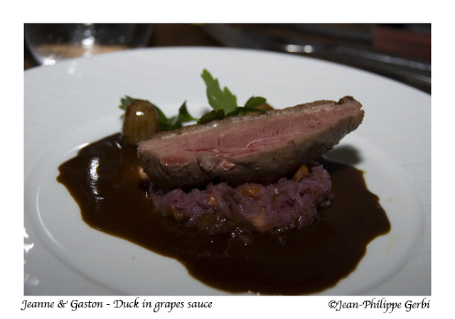 Image of Duck in grapes sauce at Jeanne et Gaston in NY, New York