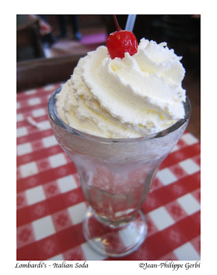 Image of Italian soda at Lombardi's Pizza in NYC, New York - the oldest pizzeria in the US