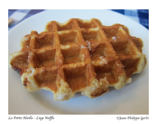 Image of Gauffre or Liege waffle at La Petite Abeille in the West Village NYC, New York