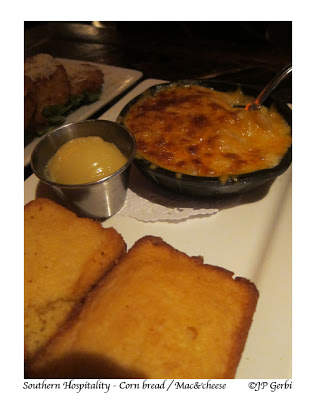 Image of Corn bread and mac and cheese at Southern Hospitality in Hell's Kitchen NYC, New York