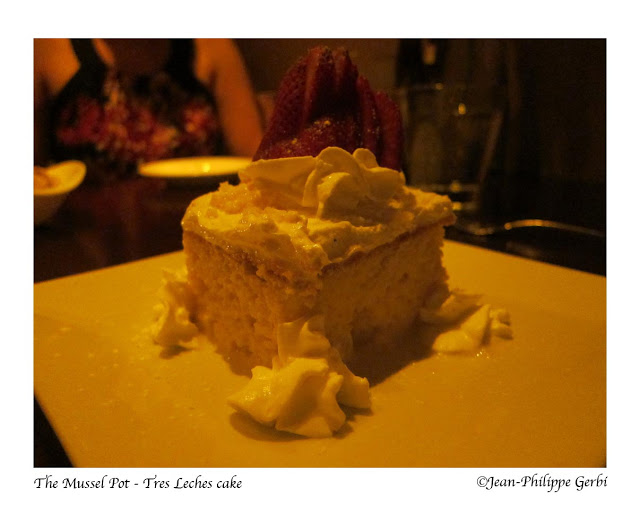 Image of Tres Leches cake at The Mussel Pot in Greenwich Village NYC, New York