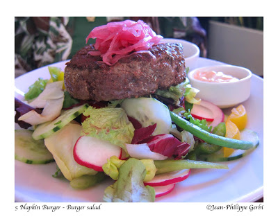 Image of burger salad at 5 Napkin Burger restaurant in Hell's Kitchen NYC, New York