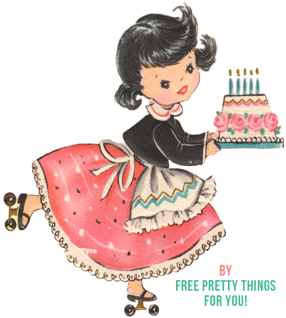 Free Printable of a Vintage Rollerskating Girl Graphic | from Free Pretty Things For You | as seen on Best-BabySites.com
