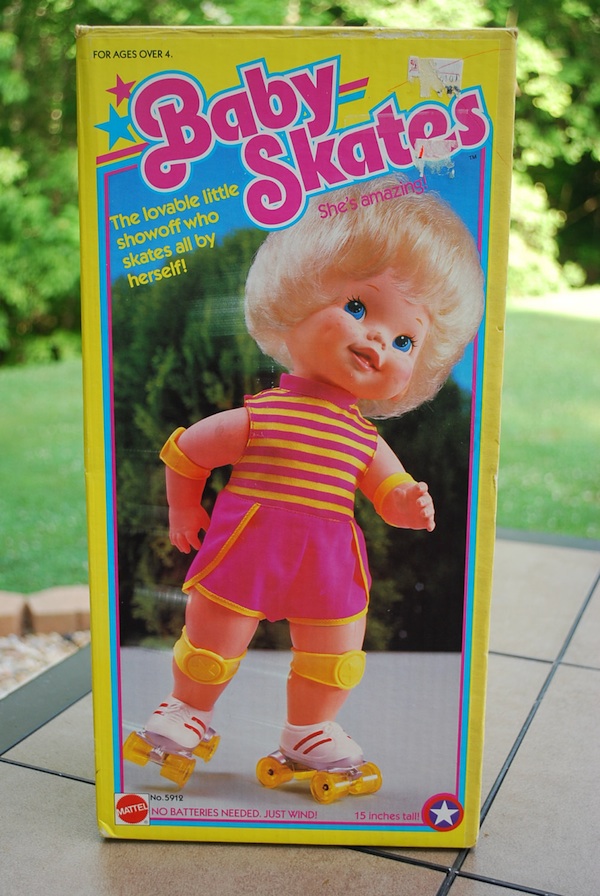 Vintage 1982 Mattel Toys Baby Skates Rollerskating Baby Doll