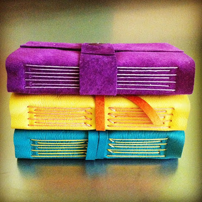 suede journals purple yellow teal