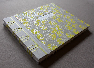 Handmade book with Japanese stab binding and floral print